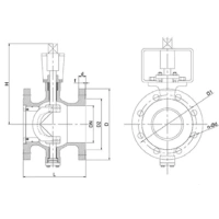 Кран эксцентриковый полусферический фланцевый, серии TL34-F, TAFLINE, DN80 PN16, с голым штоком