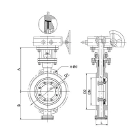Затвор дисковый поворотный трехэксцентриковый серии TL73GS, TAFLINE, DN1000 PN16, корпус, диск - сталь, межфланцевый с голым штоком