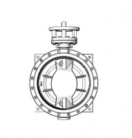 Затвор дисковый поворотный двухэксцентриковый, серии TL42GS, TAFLINE, DN1000 PN16, фланцевый с голым штоком