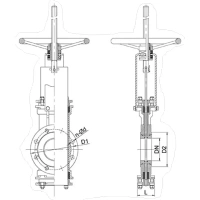 Шиберная задвижка фланцевая односторонняя, серии TL81-C, TAFLINE, DN100 PN10, со штурвалом