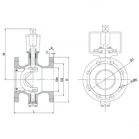 Кран эксцентриковый полусферический-TL34-F-TAFLINE, DN065 PN16, фланцевый